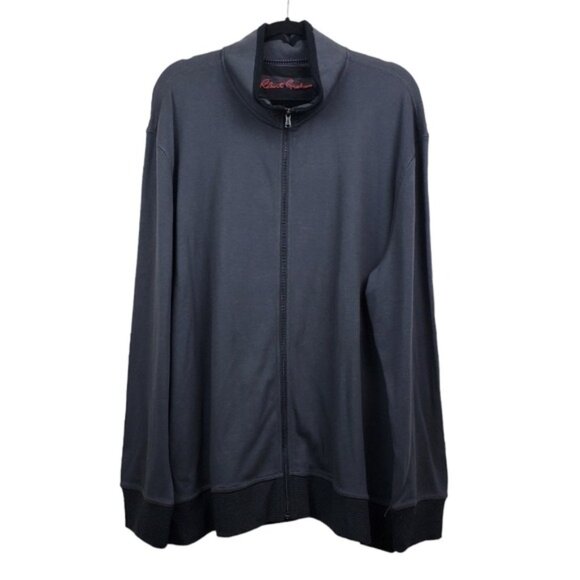 Robert Graham Mens Breck Charcoal Grey Black Full Zip Sweatshirt Size 4XL NWT - Picture 2 of 7